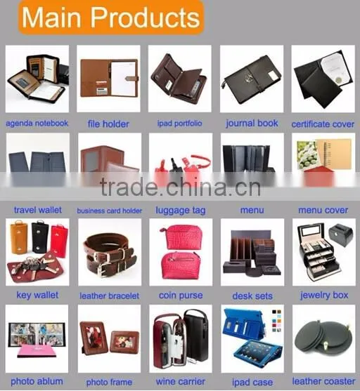 High quality leather file folder with notepad holder,calculator,card pocket/ Customized conference folder/agenda