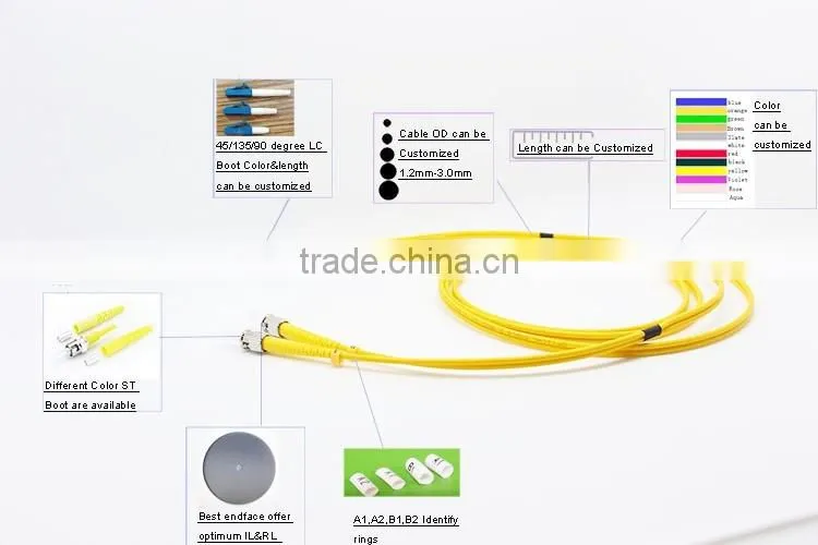 High quality China-made LC-ST SM Duplex Fiber optic patch cord