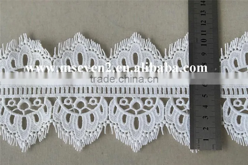 100 % polyester new fancy embroidery lace trim,scallop lace trim, eyelash crochet lace trim in white