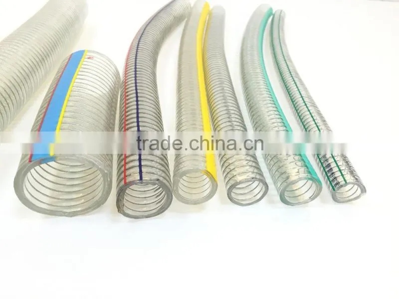 fleixble transparent pvc spiral steel wire reinforced hose