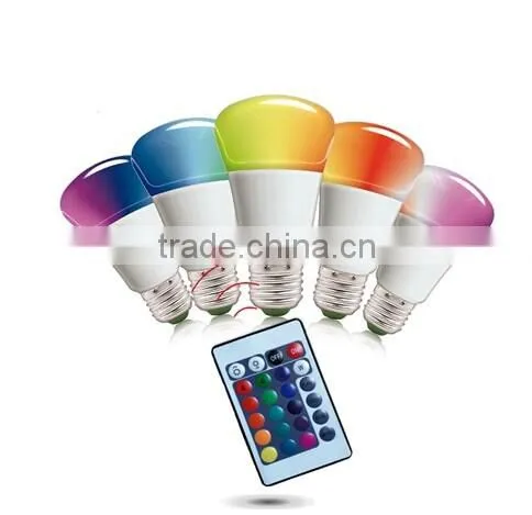 3w high brightness and energy saving color changing bulb with 24 key ir remote control
