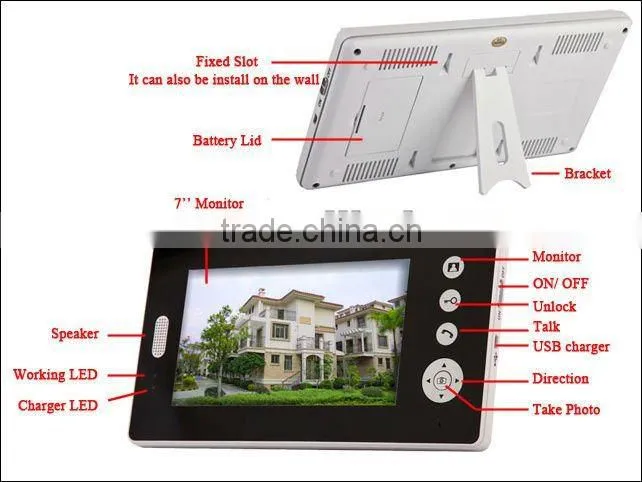 7 inch Wireless Video Door Phone for Home Office Villa