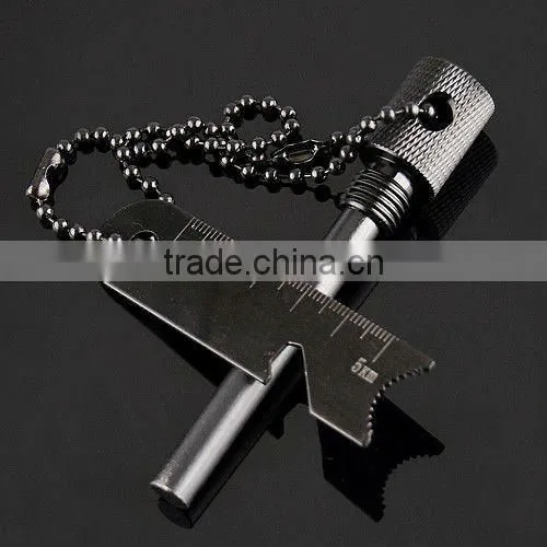 6-in-1 Flint Compass Scraper Bottle Opener Dividing Ruler Map Rangefinder