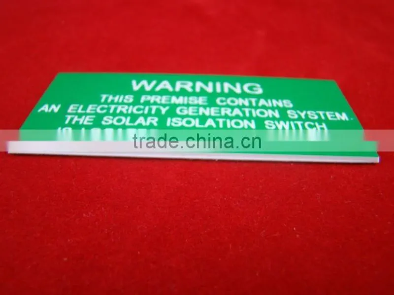 Warning engraving sign adhesive 3m abs boards