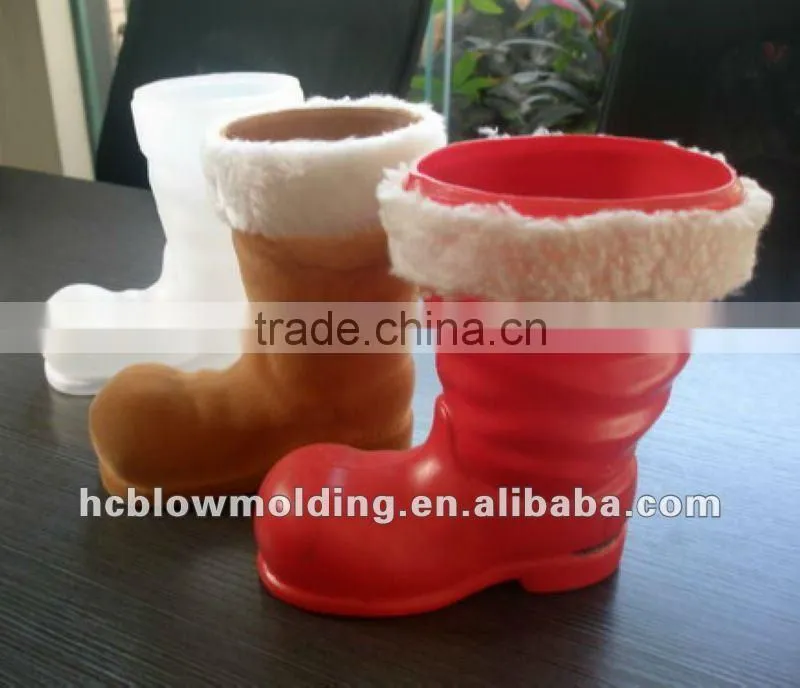 santa boot plastic flock, santa boot, chimney pick