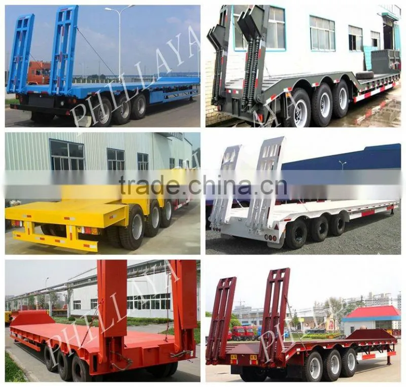 Tri-Axles Step-wise drop deck Lowbed Semi Trailer for Heavy duty equipment transporter