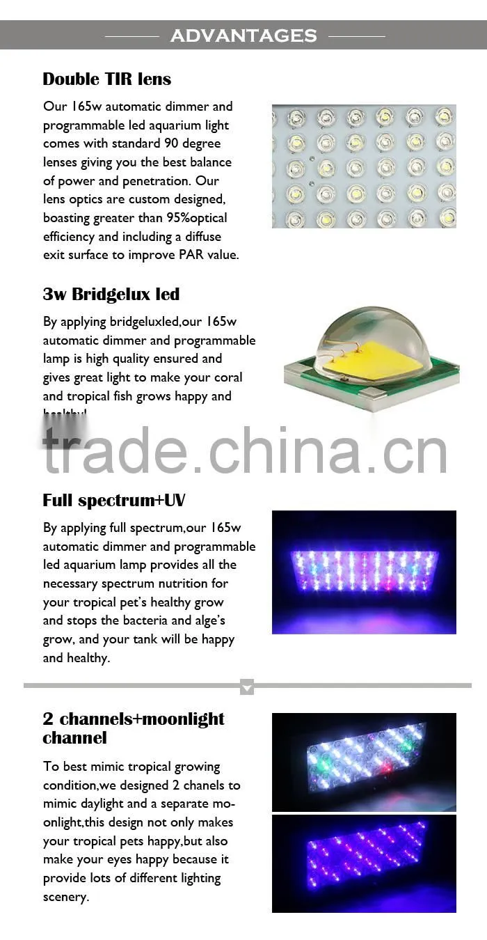 Professional Manufactur 165w auto led aquarium light for artificial plants