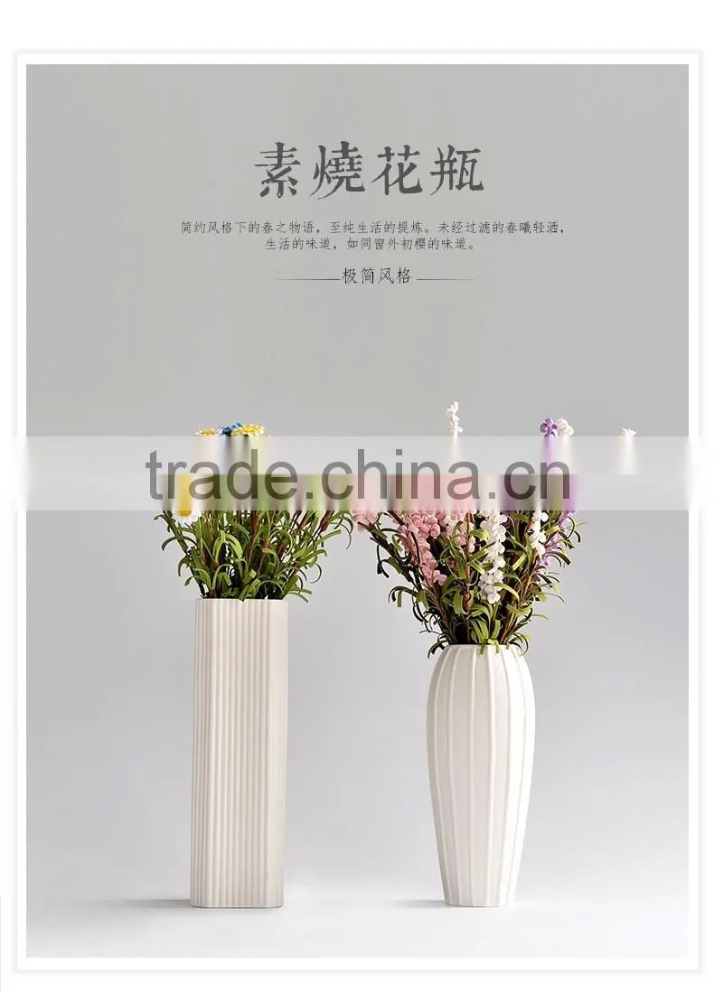 Wholesale home decoration stripe white ceramic flower vase