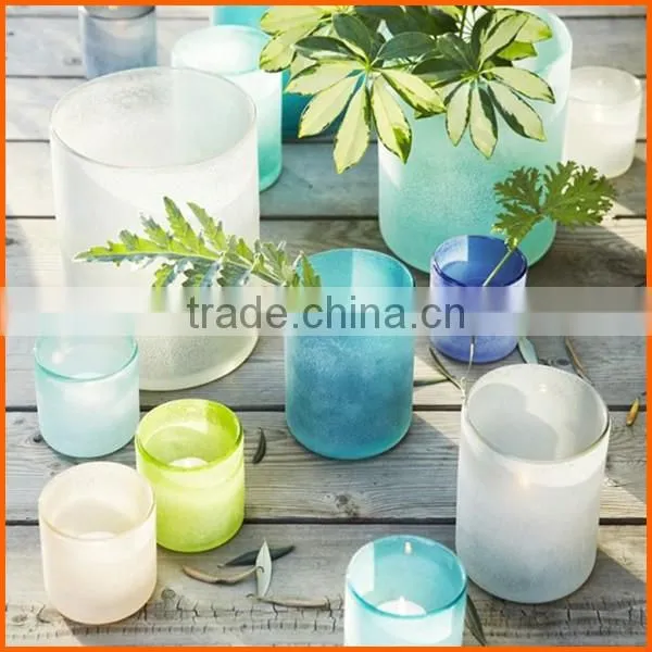 Hot selling colorful decorative glass candle containers