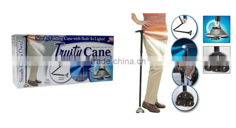 Trusty cane with flashlight , trusty cane with led trusty walking cane , 2014 new as seen on tv Trusty Cane for old