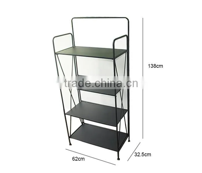 4 Tier Decorative Black Metal Plant Stand / Multi Planter Racks