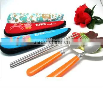 Portable takeaway 3pcs travel cutlery set with pouch bag