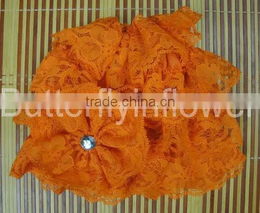 fashion silk baby auqa lace hat with lace flower baby cap