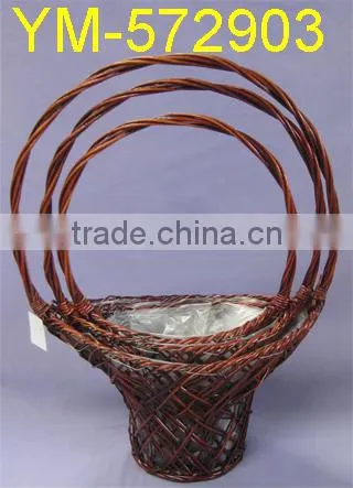 New Design Handmade Willow Flower Basket With Handle ,Good quality