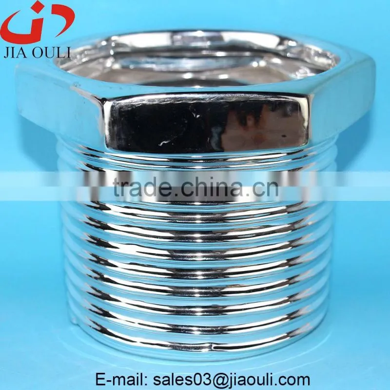 Fashion design silver ceramic plant pots