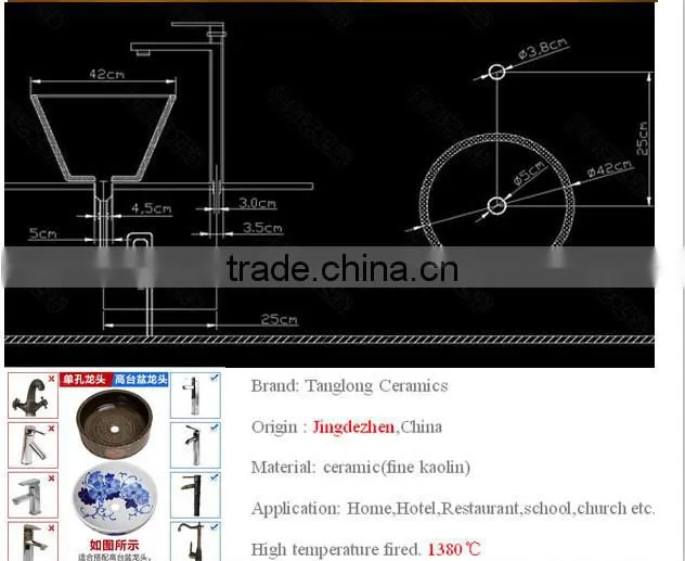 Ceramic basin for barber/antique basin/porcelain basin