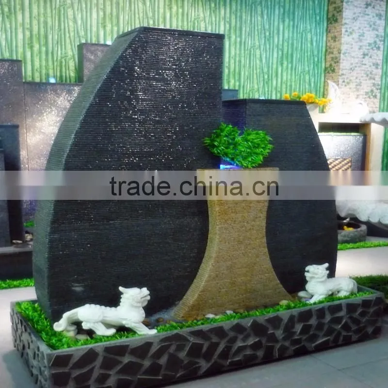 granite stone waterfall fountain decorative outdoor pillar