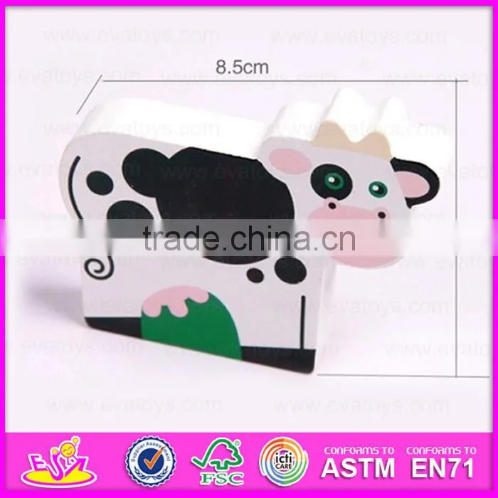 Kid's intelligence Wooden pull along train toy with animal blocks W05C019