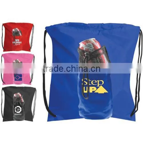 Water Bottle Polyester Drawstring Backpack
