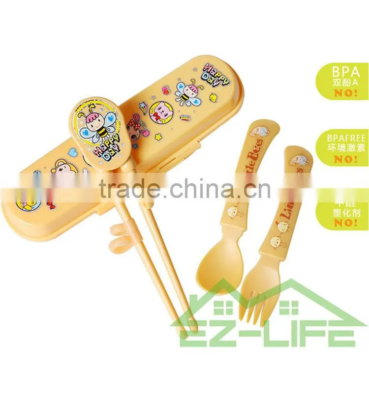 ECO PLA plastic training chopstick spoon and fork baby flatware set