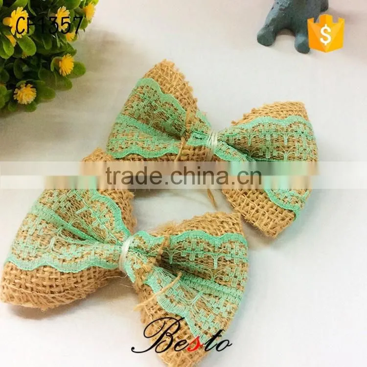 Popular handmade purple lace burlap flower for baby hair