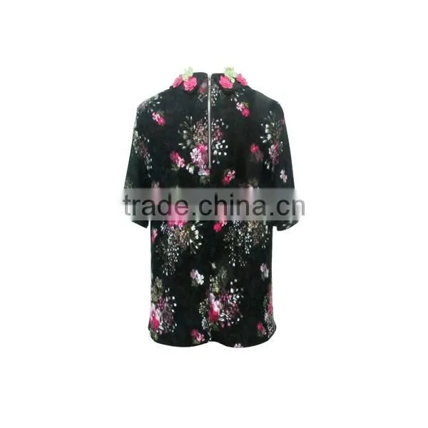 2015 Spring/Summer Woman Fashion Design Black Lace Shirt&Blouse