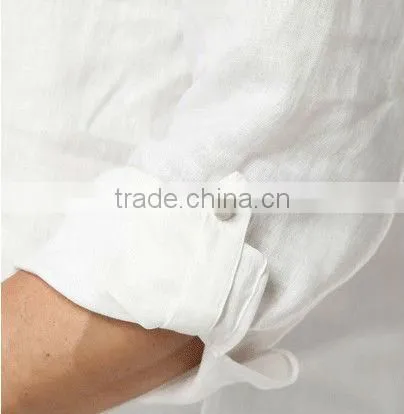Long sleeve casual linen shirts white men shirt