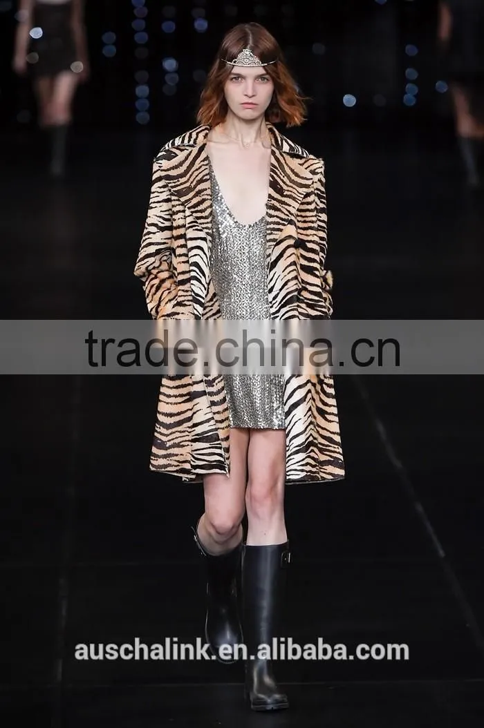 2016 winter lady fancy high quality print goat fur coat OEM service