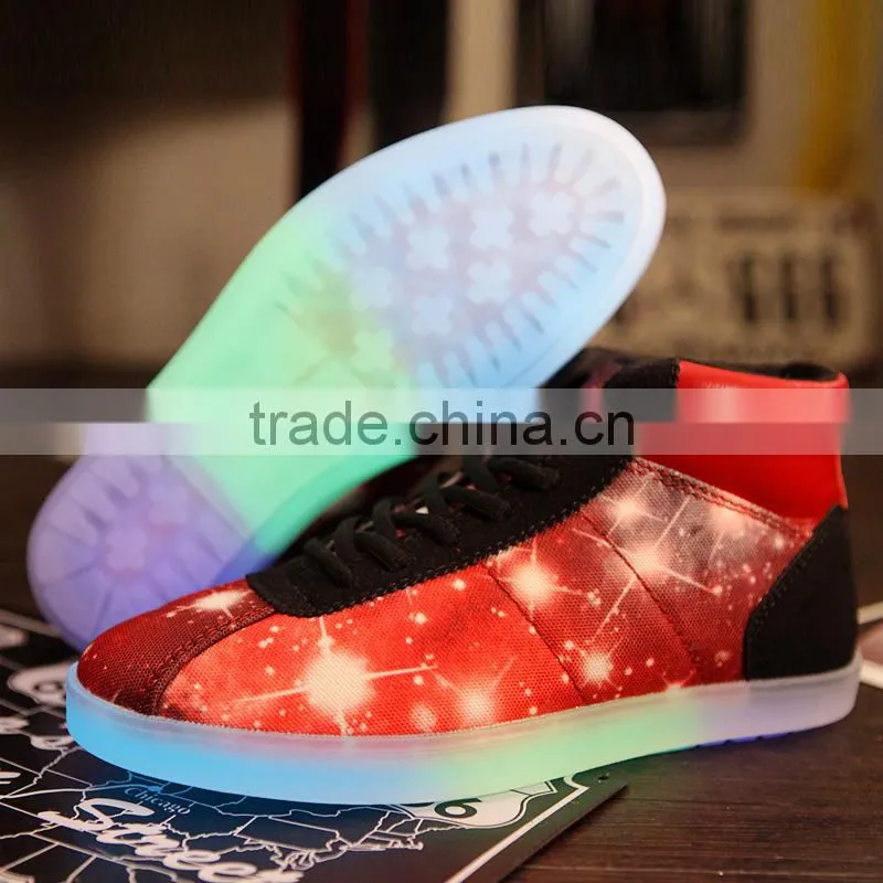 HFR-JS08 2015 super fashion latest LED glittering canvas shoe