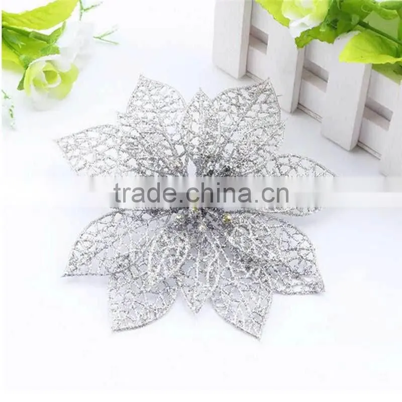 10cm artificial Christmas flowers, Christmas garlands rattan Christmas tree decorations