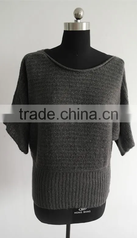 ladies bat sleeve lurex coated with mohair knit pullover sweater