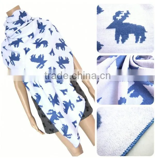 2 color choice Autumn and winter warm animal pattern lady knit korean scarf hijab scarf