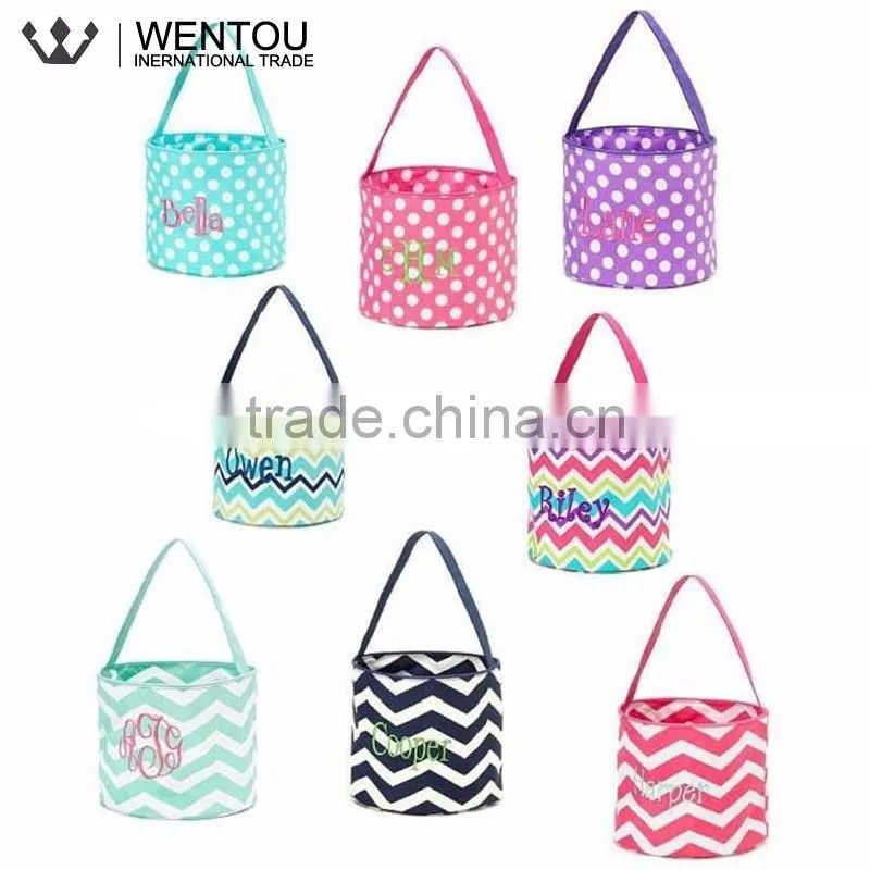 Monogrammed Chevron Polka Dot Easter Trick Or Treat Bag