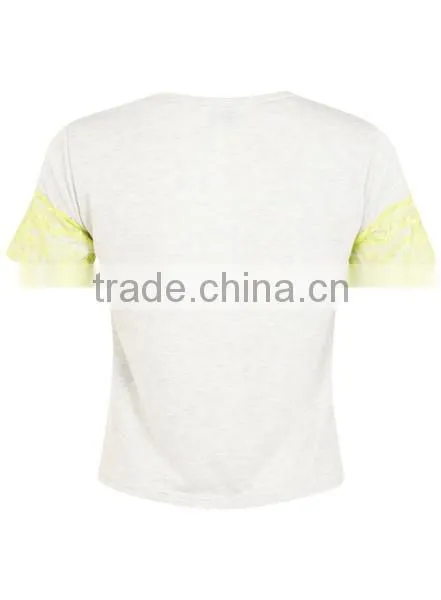 Wholesale Green Embroidery Lace Trim T Shirt Design