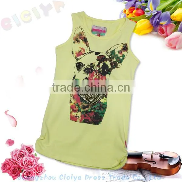 Wholesale cotton plain colorful girl tank top with printing