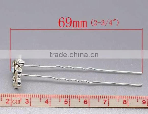Wholesale Silver Plated Rhinestone Crown Charm Wedding Hairpins