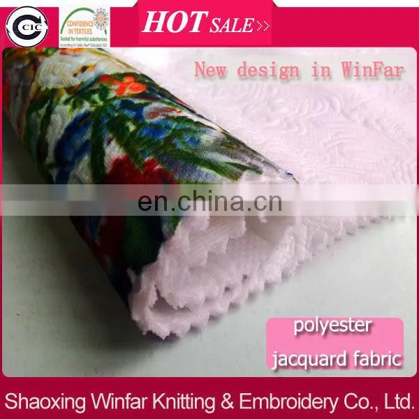 Winfar fashional digital print knitted polyester jacquard fabric warm wear wholesale