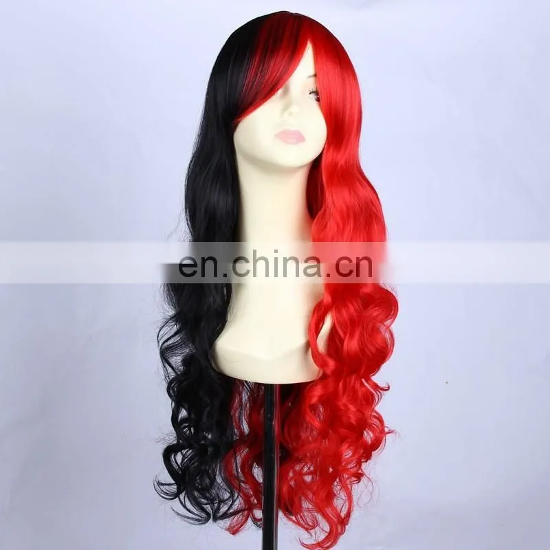 wholesale rad black Mix Cosplay Curly synthetic wig