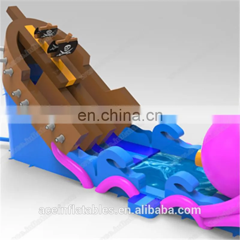 Blue inflatable waterslide, big water slides for sale