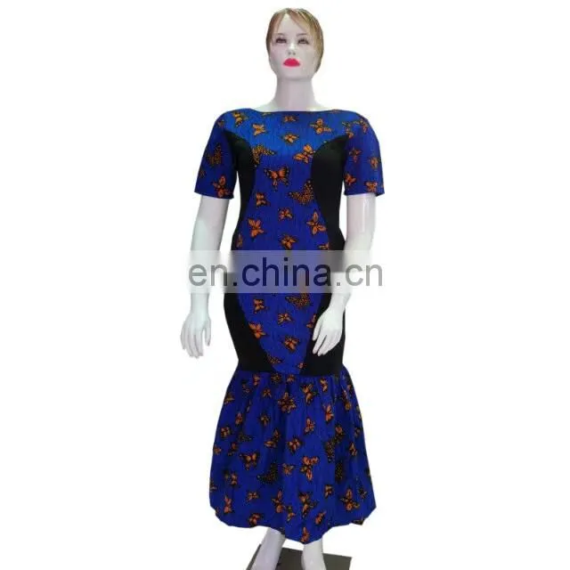 High quality african style wax fabric african long wax dresses