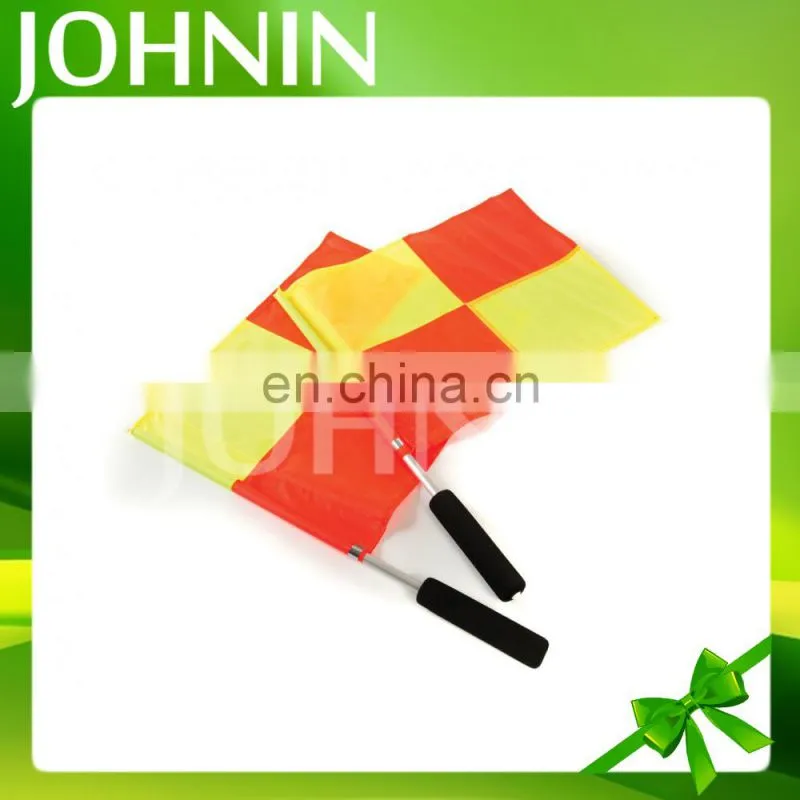 Good quality custom printing red yellow sport football soccer hand referee flag