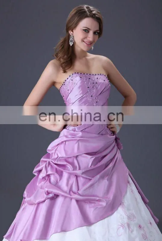Grace Karin Long Strapless Purple and White Burgundy Quinceanera Dresses Cheap CL2519