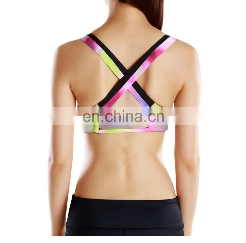 Wholesale Spandex / Lycra Fitness Clothing Women Printed Sports Bra#S150039