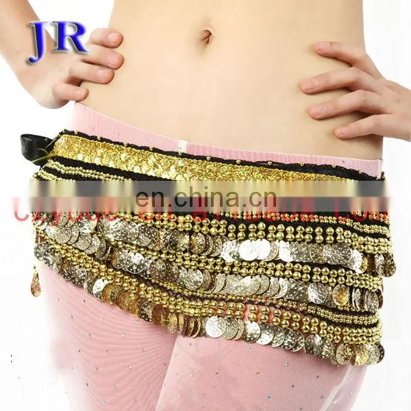 Y-2003 Egyptian velvet fabric gold coins belly dance hip scarf
