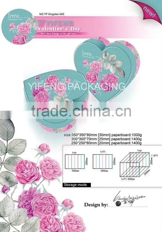 high end heart shape jewelry paper packaging box