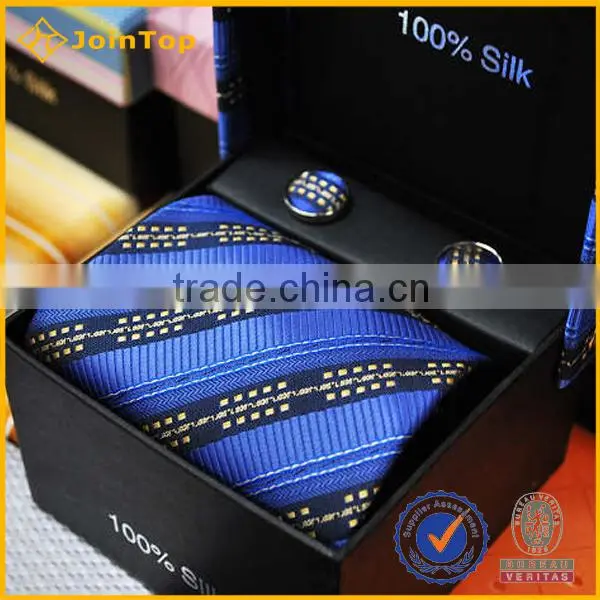New Design wholesale 100% silk necktie sets Custom Gift Box Set