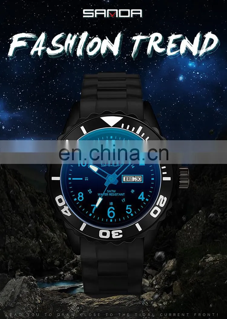 Sanda 1053 Designer Women Quartz Wrist Watch Resin Strap Luminous Waterproof Fashion Analog Watches Ladies