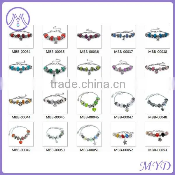 European style leather charm beaedd bracelet