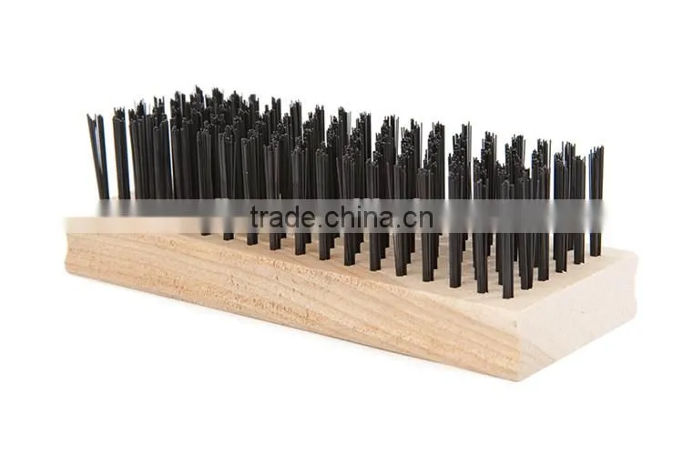 4 by 16 rows of strong Steel bristles wire brush wood handle