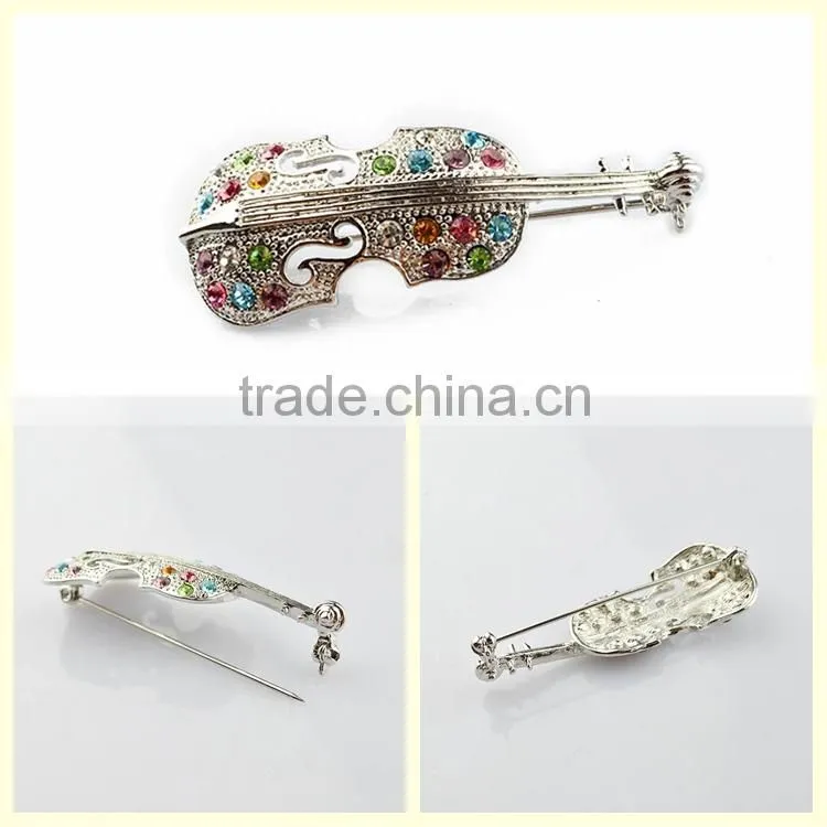 Direct buy China fashion jewelry new 2014 rhinestone violin brooches